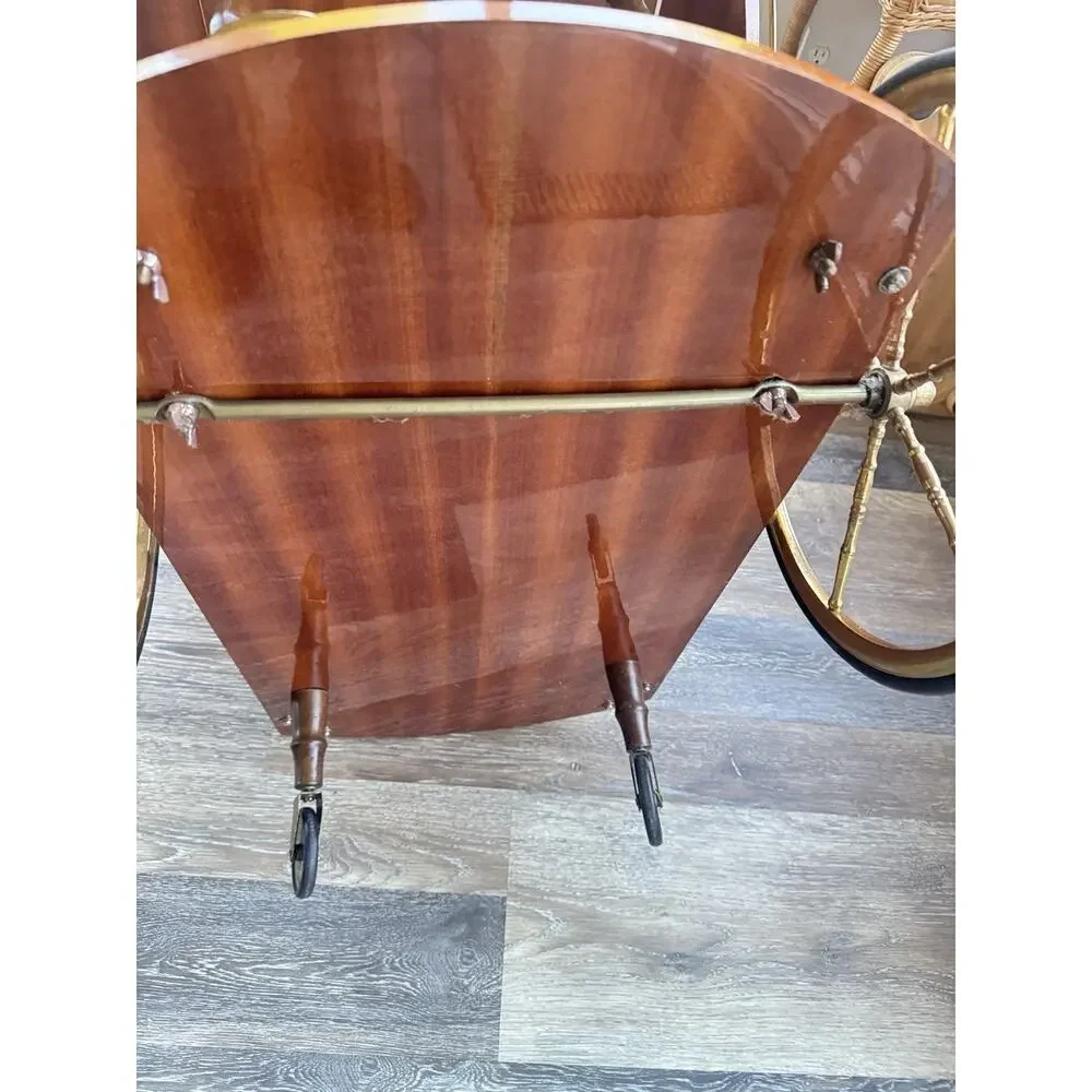 VTG Italian Marquetry Tea & Bar Cart Wood Serving Drop Leaf ~Great For Display